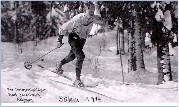 Karel Jarol�mek 1914 na Holmenkollenu v z�vod� na 50 km